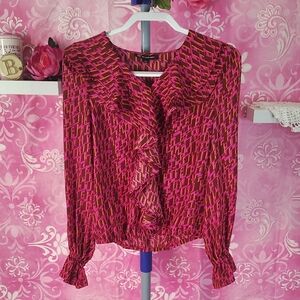 INC International Concepts Pink and Orange Patterned Blouse